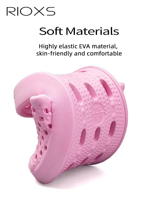 RIOXS Slippers For Women, Quick Drying Shower Slippers With Drainage Holes, Soft Comfortable Slippers, Flat Sliders, Non-Slip Bath Slippers, Bathroom Slippers For Indoor Outdoor Poolside Use, Lightweight Dorm Home Slide Sandals, Pink - Image 3